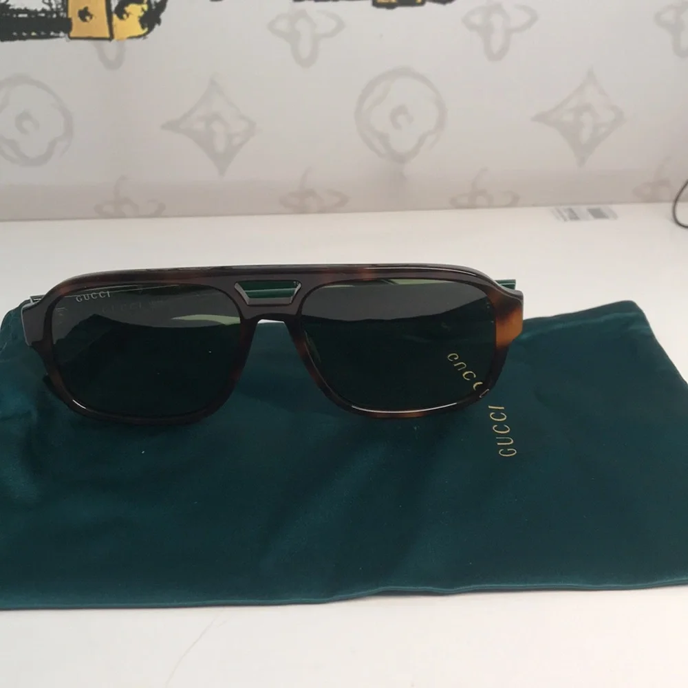 Authentic ✨ Brand New Gucci GG0925S 002 Aviator Sunglasses – Havana Frame with G